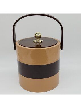 MCM Ice Bucket Brown Tan Stripe Acrylic and Plastic by Morgan Designs